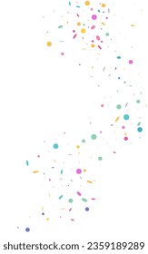 Blast Rain Decoration Vector White Background. Abstract Polka Postcard. Fun Round Invitation. Rainbow Splash FallingFestive Card.
