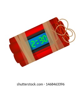 blast terrorist bomb isolated on white background, explode a bomb dynamite with clock dial, red bomb drop and explosive is going to explode and blow up after countdown, time bomb about to blast