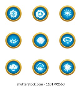 Blast wave icons set. Flat set of 9 blast wave vector icons for web isolated on white background