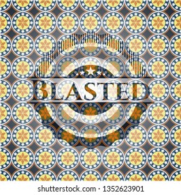 Blasted arabic badge background. Arabesque decoration.
