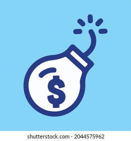 Blasted boom icon or logo isolated sign symbol with US Dollar Currency Icon.eps