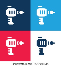 Blaster blue and red four color minimal icon set