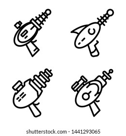 Blaster icons set. Outline set of blaster vector icons for web design isolated on white background