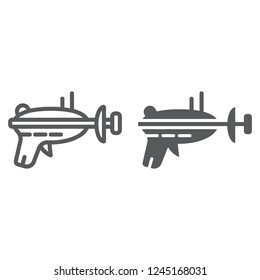 Blaster line and glyph icon, space and weapon, laser blaster sign, vector graphics, a linear pattern on a white background, eps 10.