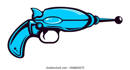Blaster in vector. Plasma gun in retro futurism style isolated on a white background.