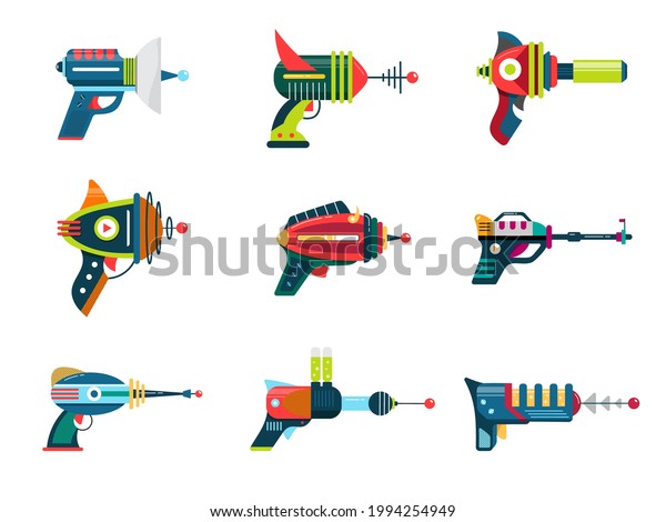 Conjunto De Vectores De Blaster Arma De Caricatura Para El Juego Espacial Colección De 1378