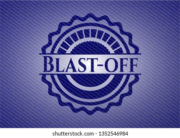 Blast-off emblem with denim texture