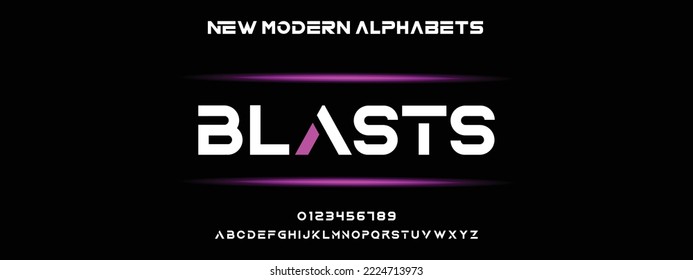 BLASTS Modern Bold Font. Regular Italic Number Typography urban style alphabet fonts for fashion, sport, technology, digital, movie, logo design, vector illustration