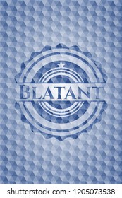 Blatant blue badge with geometric pattern.