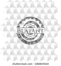 Blatant grey badge with geometric cube white background