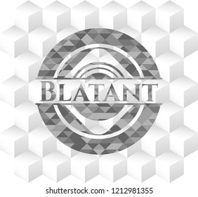 Blatant grey emblem with cube white background