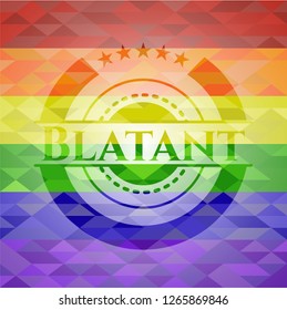 Blatant on mosaic background with the colors of the LGBT flag