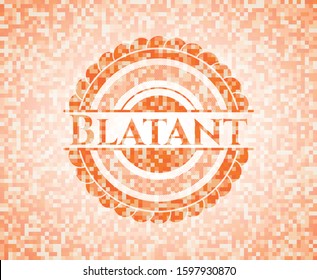 Blatant orange mosaic emblem with background