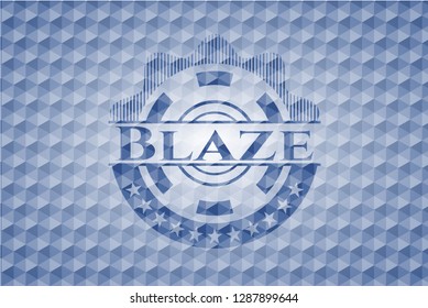 Blaze blue polygonal badge.