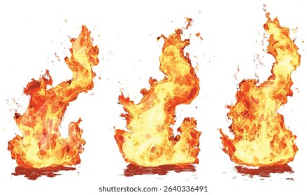 Blaze fire vector isolated set, burning flames, heatwave, wildfires, flame art, fiery burning set, fire illustrations, isolated fire effects, blaze design
