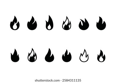 Blaze and Flames Icons – Flat Fire Symbol Collection