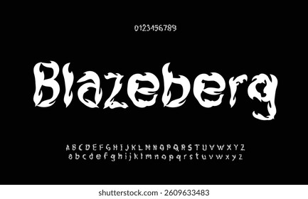 Blazeberg vector font alphabet with numbers