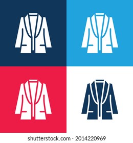 Blazer blue and red four color minimal icon set