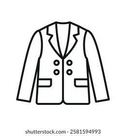 Blazer clothing icon is a simple vector illustration of a classic blazer, perfect for representing formal wear, fashion brands, and apparel design.