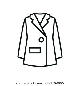 Blazer clothing icon is a simple vector illustration of a classic blazer, perfect for representing formal wear, fashion brands, and apparel design.