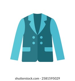 Blazer clothing icon is a simple vector illustration of a classic blazer, perfect for representing formal wear, fashion brands, and apparel design.