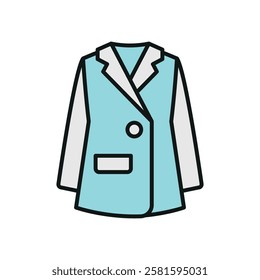 Blazer clothing icon is a simple vector illustration of a classic blazer, perfect for representing formal wear, fashion brands, and apparel design.