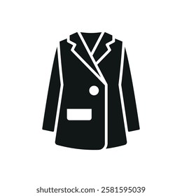 Blazer clothing icon is a simple vector illustration of a classic blazer, perfect for representing formal wear, fashion brands, and apparel design.