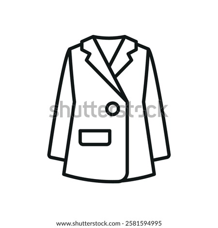 Blazer clothing icon is a simple vector illustration of a classic blazer, perfect for representing formal wear, fashion brands, and apparel design.