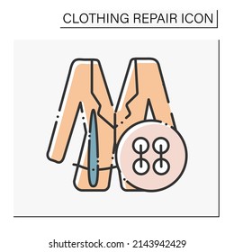 Blazer color icon. Replacing buttons in trendy jacket.Clothing repair concept. Isolated vector illustration