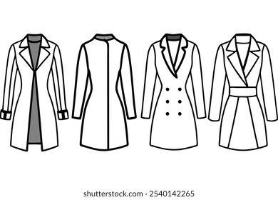 Estilo minimalista de la ilustración del arte de la línea de vestido del blazer 