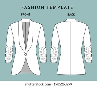 blazer front and back view. office wear outfit. fashion flat sketch template