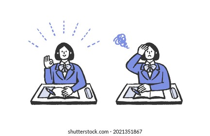 Blazer high school girl studying