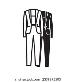 Línea de icono de Blazer y plana, Ootd, Outfit to work, Estilo Casual, Icono de línea de moda, desgaste de oficina, ropa femenina, colección de ropa y vestimenta de mujeres, ilustración de contorno de icono de vectores de vestimenta de mujer.