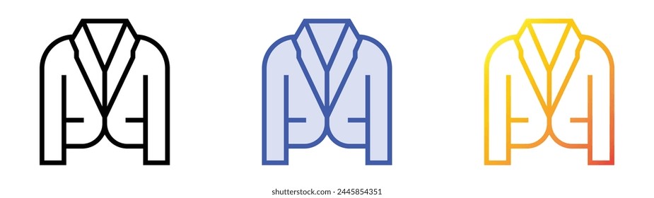 icono de blazer. Diseño de estilo de relleno lineal, azul y degradado aislado sobre fondo blanco