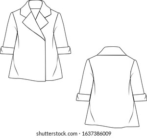 Women’s blazer jacket technical fashion flat