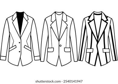 Ilustración de arte de línea de blazer para conceptos de moda moderna 