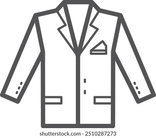 Icono de línea de blazer. Armario formal de ropa corporativa