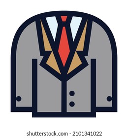 Blazer und Necktie. Einfaches Vektorfarbsymbol.