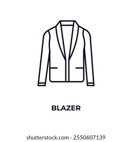 Icono de contorno de blazer. Vector lineal del concepto de la ropa. Icono de blazer de línea fina aislado sobre fondo blanco