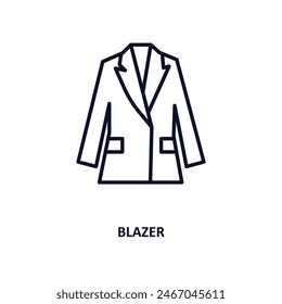 Blazer-Umrisssymbol.  Dünne Linie Symbol aus der Kleidung Kollektion. Bearbeitbare Vektorgrafik auf weißem Hintergrund