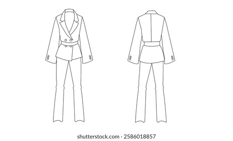 Blazer and Pants Fashion Sketch