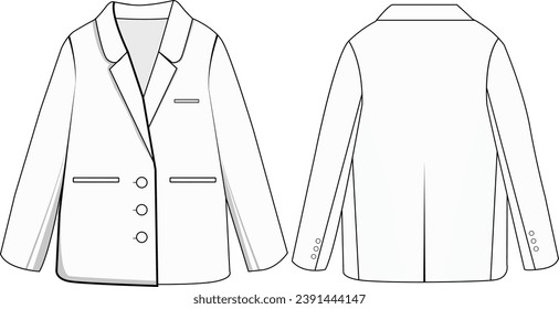  blazer Vector línea de arte contorno de la colección de blazer con pinzas de pecho para gráficos de tamaño diseño de simulación de ilustración de blazador
