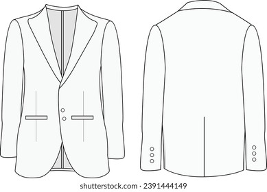  blazer Vector  line art outline breasted blazer collection  for size charts blazer  illustration mockup design
