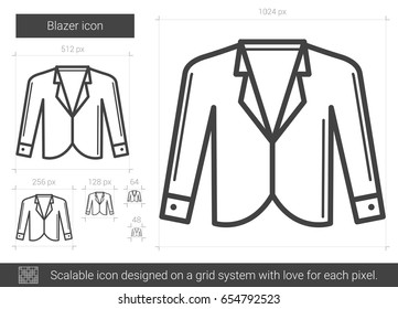 Blazer vector line icon isolated on white background. Blazer line icon for infographic, website or app. Scalable icon designed on a grid system.