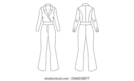 Blazer and Wide-Leg Pants Sketch