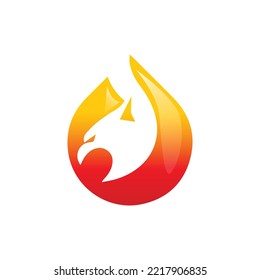 Blazing Eagle Bird Negative Space Logo Designs, Eagle logo with fire icon, Phoenix logo template, Fire-bird, Eagle logo, 