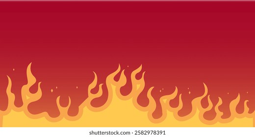 Blazing fire in red background