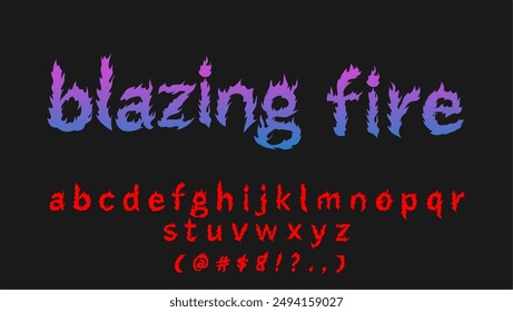 Blazing Fire, fire typeface font, hand drawn letters vector set, font lettering design	