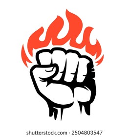 Blazing fist icon or symbol. Strength, strong punch emblem vector illustration