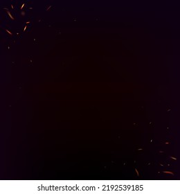 Blazing Flame Fiery Sparkles Background. Bright Night, Gold Stars. Realistic Fire Image on Black. Realistic Energy Glow. Hot Burning Glow Flashes. Isolated Fire, Red Orange Yellow Sparks, Smoke.